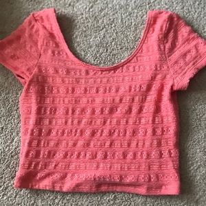Pink lace crop top from Aeropostale
